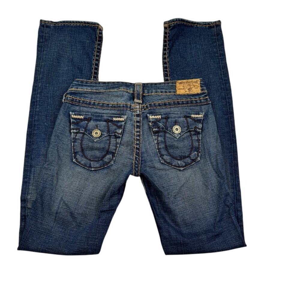 True Religion VTG Y2K Low-Rise Embroidered Stitch Detail Jeans Women's Size 27 - Picture 5 of 9